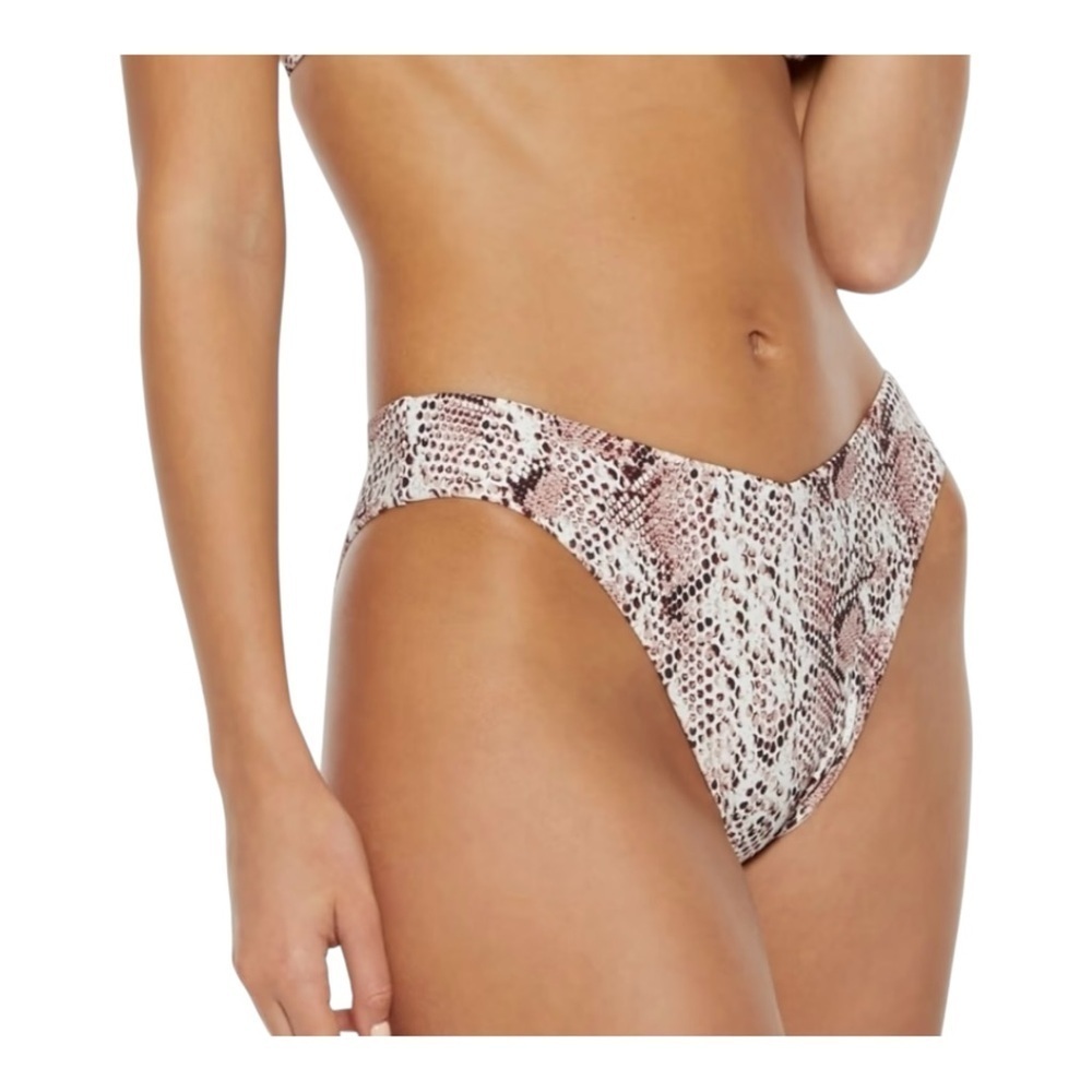 SKIN The Alina Snake-print Mid-rise Bikini Briefs in Snake Rose Dust NWT